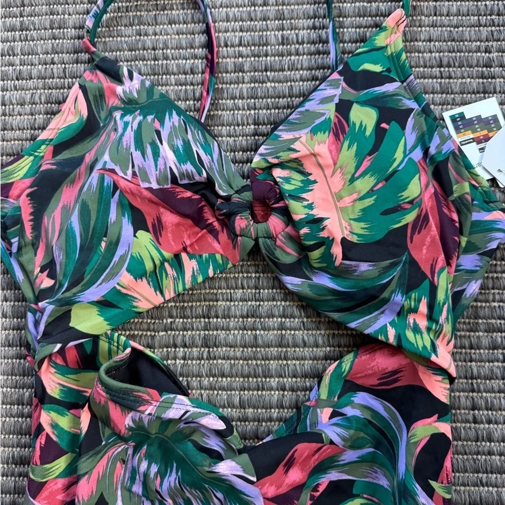 Time and Tru Vibrant Leaf One Piece Swimsuit